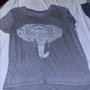 Gray Tee with Elephant Design